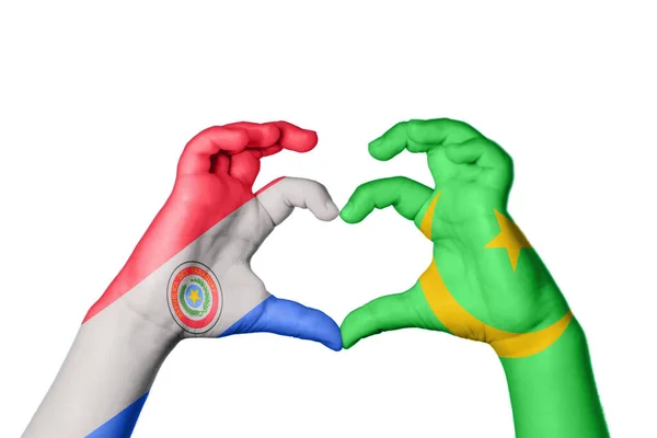 巴拉圭Mauritania Heart Hand Gesture Making Heart Clipping Path — 图库照片