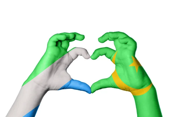 塞拉利昂Mauritania Heart Hand Gesture Making Heart Clipping Path — 图库照片