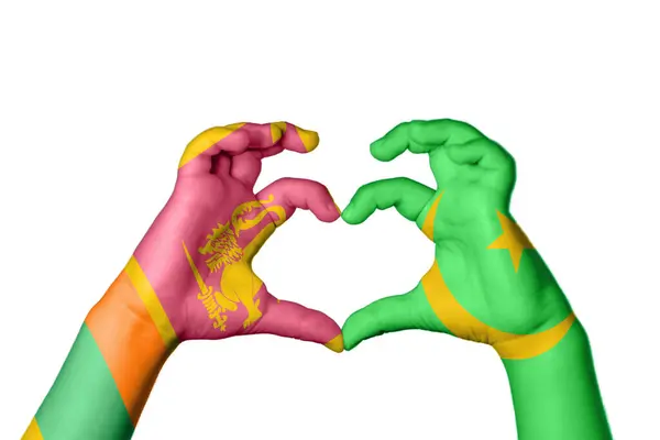 Sri Lanka Mauritania Heart Hand Gesture Making Heart Clipping Path — Stock Photo, Image