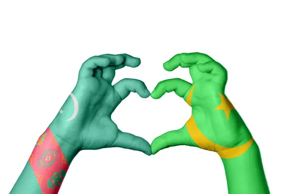 土库曼斯坦Mauritania Heart Hand Gesture Making Heart Clipping Path — 图库照片