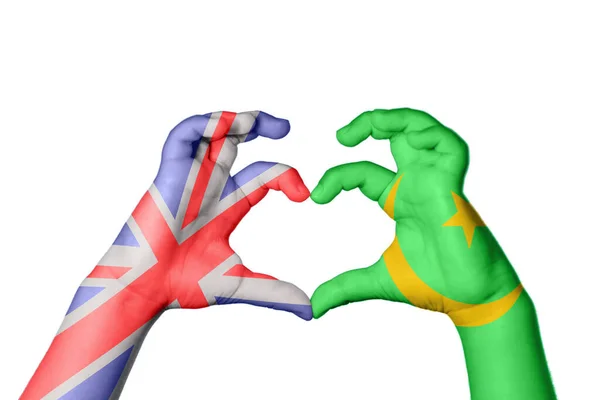 Velká Británie Mauritania Heart Hand Gesture Making Heart Clipping Path — Stock fotografie