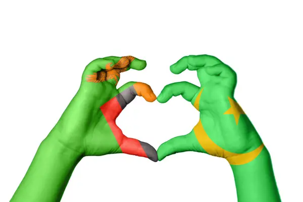 Zambia Mauretania Serce Gest Ręczny Podejmowania Serca Ścieżka Clipping — Zdjęcie stockowe