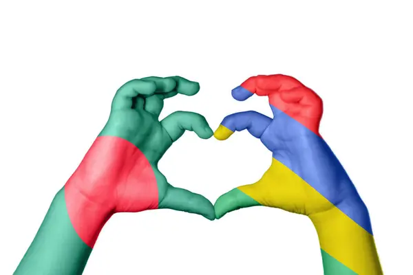 Bangladéš Mauricius Heart Ruční Gesto Srdce Střih Stezka — Stock fotografie