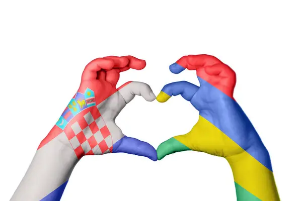Croatia Mauritius Heart Hand Gesture Making Heart Clipping Path — Stock Photo, Image