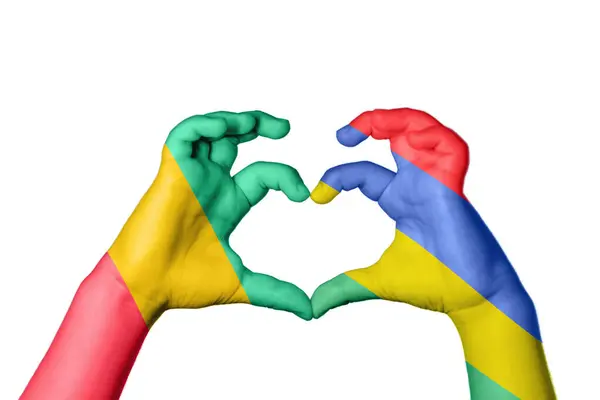Guinea Mauritius Heart Hand Gesture Making Heart Clipping Path — Stock Photo, Image