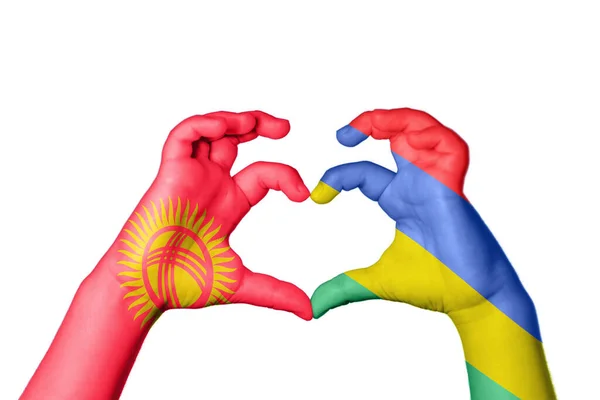 Kirgizisztán Mauritius Szív Kézmozdulatkészítés Szív Vágási Útvonal — Stock Fotó
