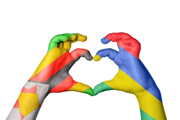 Simbabwe Mauritius Herz Handbewegung Die Herz Macht Clipping Path — Stockfoto