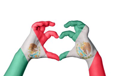 Mexico Mexico Heart, Hand gesture making heart, Clipping Path clipart