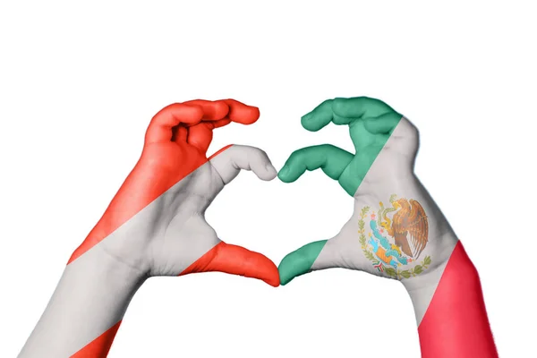 Áustria México Coração Gesto Mão Fazendo Coração Clipping Path — Fotografia de Stock