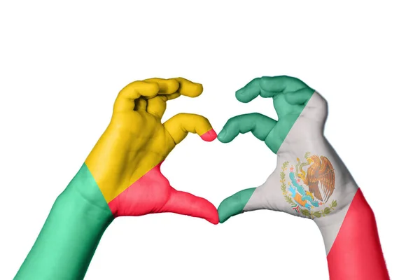 Benin Mexico Heart Χέρι Χειρονομία Κάνοντας Καρδιά Ψαλίδισμα Διαδρομή — Φωτογραφία Αρχείου