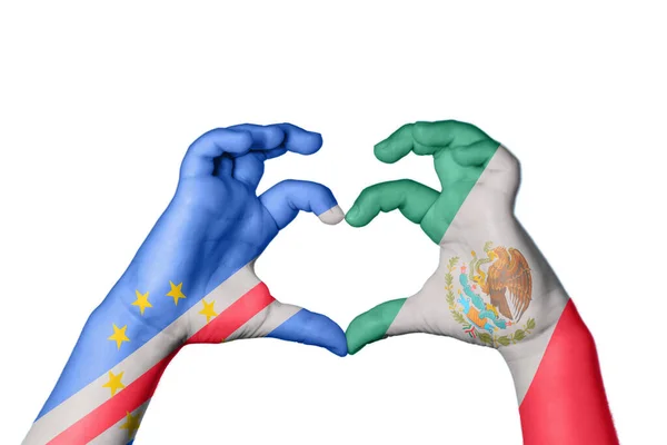Πράσινο Ακρωτήριο Καρδιά Του Μεξικού Χειρονομία Χέρι Κάνει Την Καρδιά — Φωτογραφία Αρχείου