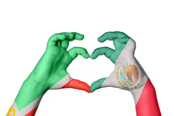 Τσετσενία Καρδιά Του Μεξικού Χειρονομία Χέρι Καθιστώντας Την Καρδιά Ψαλίδισμα — Φωτογραφία Αρχείου