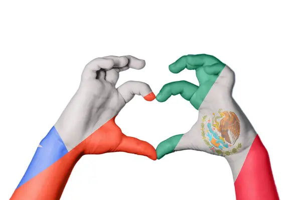 Χιλή Μεξικό Καρδιά Χειρονομία Χέρι Κάνει Καρδιά Ψαλίδισμα Διαδρομή — Φωτογραφία Αρχείου