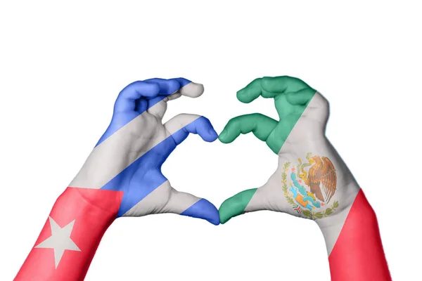 Kuba Mexiko Hjärta Hand Gest Att Göra Hjärta Klippning Väg — Stockfoto