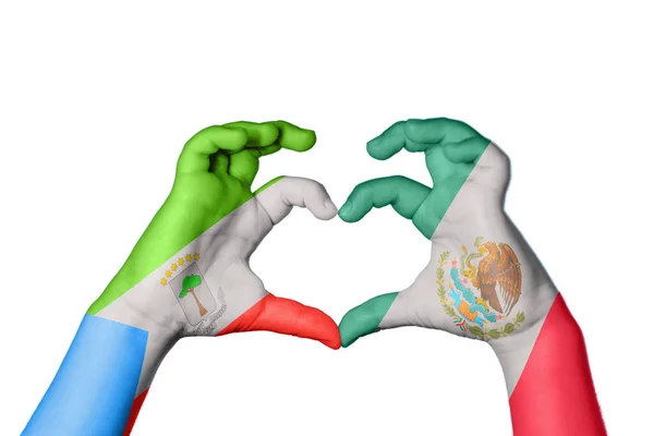 Equatorial Guinea Mexico Heart Hand Gesture Making Heart Clipping Path — Stock Photo, Image