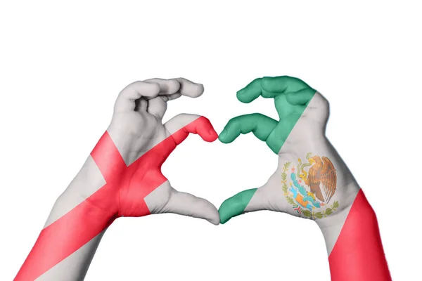 Anglia Meksyk Serce Ręczny Gest Serca Ścieżka Wycinania — Zdjęcie stockowe