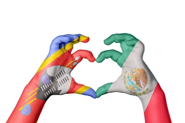 Eswatini Mexico Heart Χέρι Χειρονομία Καθιστώντας Την Καρδιά Ψαλιδίζοντας Διαδρομή — Φωτογραφία Αρχείου
