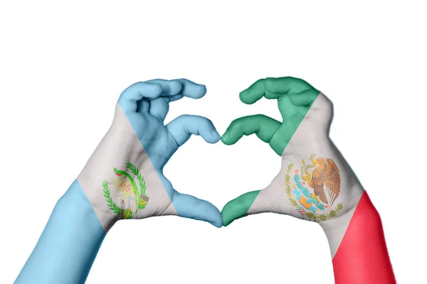 Γουατεμάλα Καρδιά Του Μεξικού Χειρονομία Χέρι Κάνει Καρδιά Ψαλίδισμα Μονοπάτι — Φωτογραφία Αρχείου