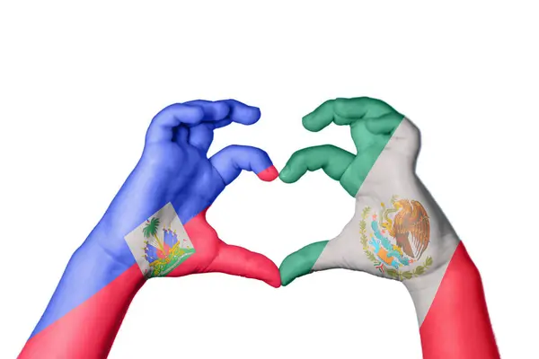 Αϊτή Μεξικό Καρδιά Χειρονομία Χέρι Κάνει Την Καρδιά Ψαλίδισμα Μονοπάτι — Φωτογραφία Αρχείου