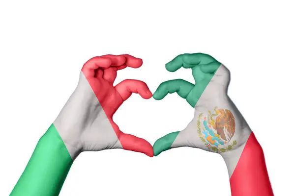 Ιταλία Μεξικό Καρδιά Χειρονομία Χέρι Κάνει Καρδιά Ψαλίδισμα Διαδρομή — Φωτογραφία Αρχείου