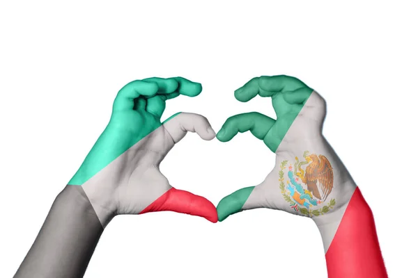 Кувейт Мексика Серце Жест Рук Робить Серце Відсікаючи Шлях — стокове фото