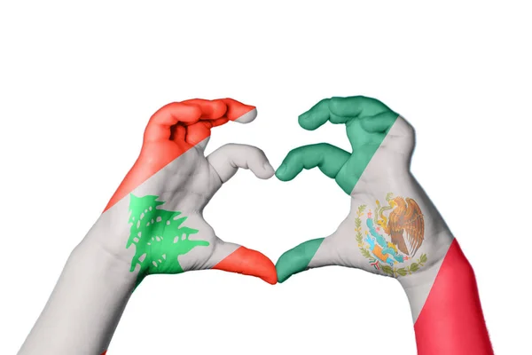 Λίβανος Καρδιά Του Μεξικού Χειρονομία Χέρι Καθιστώντας Την Καρδιά Ψαλίδισμα — Φωτογραφία Αρχείου