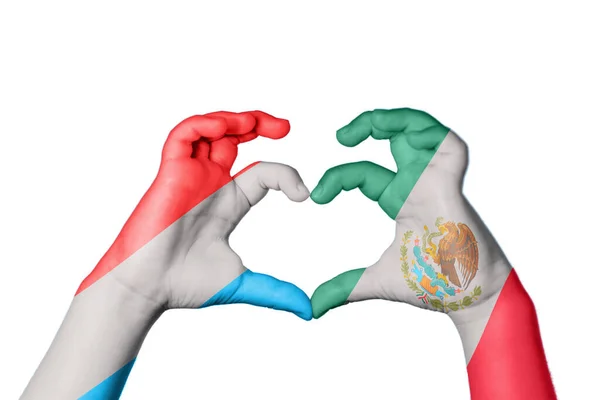 Λουξεμβούργο Καρδιά Του Μεξικού Χειρονομία Χέρι Καθιστώντας Την Καρδιά Ψαλίδισμα — Φωτογραφία Αρχείου