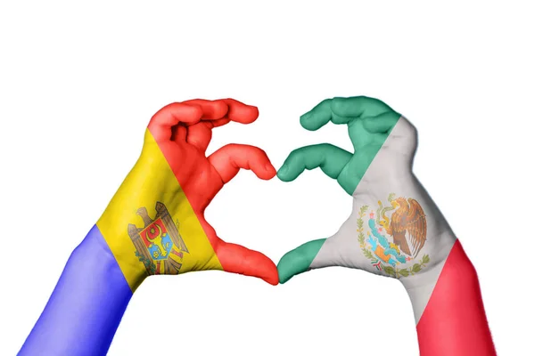 Молдова Мексика Серце Жест Рук Робить Серце Відсікаючи Шлях — стокове фото