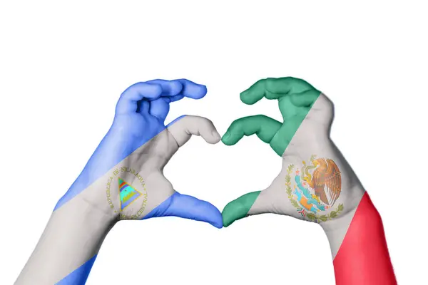 Нікарагуа Мексика Серце Жест Рук Робить Серце Відсічний Контур — стокове фото