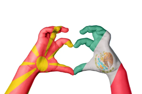 Nordmakedonien Mexiko Hjärta Hand Gest Att Göra Hjärta Klippning Vägen — Stockfoto
