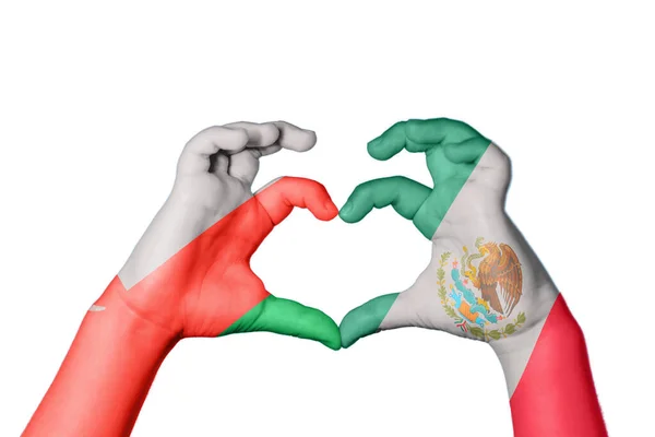Оман Мексика Серце Жест Рук Робить Серце Відсікаючи Шлях — стокове фото