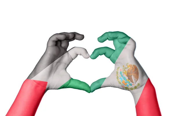 Palestina México Corazón Hacer Gesto Con Mano Corazón Recortar Camino — Foto de Stock
