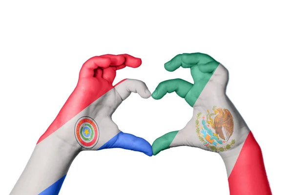 Парагвай Мексика Серце Жест Рук Робить Серце Відсікаючи Шлях — стокове фото