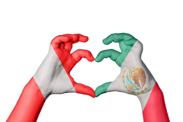 Perú México Corazón Hacer Gestos Corazón Recortar Camino — Foto de Stock