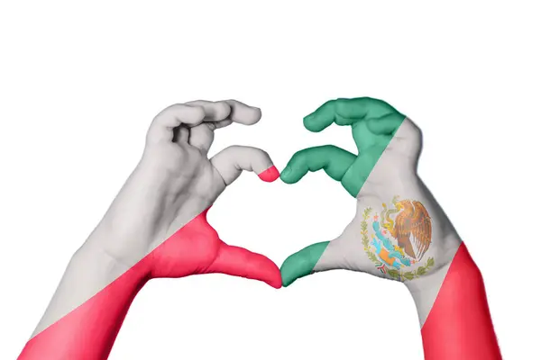 Polonia México Corazón Hacer Gestos Corazón Recortar Camino — Foto de Stock