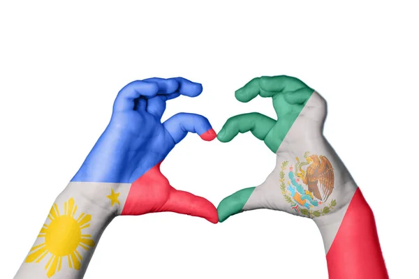 菲律宾墨西哥心 手手势造心 收割之路 — 图库照片