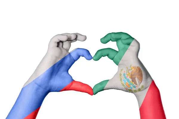 Ρωσία Καρδιά Του Μεξικού Χειρονομία Χέρι Κάνει Καρδιά Ψαλίδισμα Διαδρομή — Φωτογραφία Αρχείου