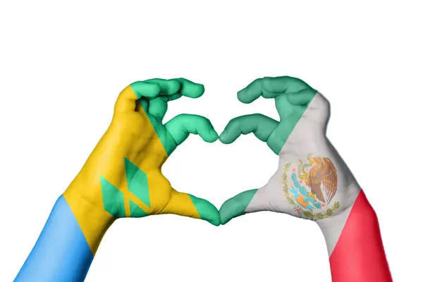 Άγιος Βικέντιος Και Γρεναδίνες Καρδιά Του Μεξικού Χειρονομία Χέρι Καθιστώντας — Φωτογραφία Αρχείου