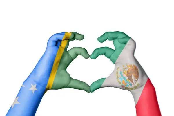 Salomonöarna Mexico Heart Hand Gest Att Göra Hjärta Klippning Vägen — Stockfoto