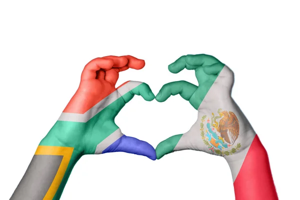 Sudáfrica México Corazón Hacer Gestos Corazón Recortar Camino —  Fotos de Stock