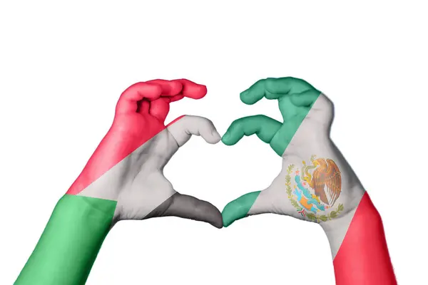 Sudan Mexico Heart Ruční Gesto Srdce Střihací Stezka — Stock fotografie