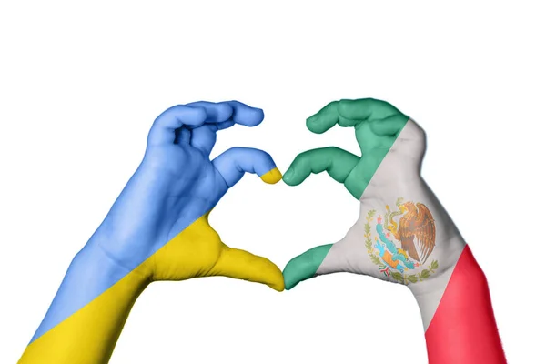 Ουκρανία Καρδιά Του Μεξικού Χειρονομία Χέρι Κάνοντας Καρδιά Ψαλίδισμα Διαδρομή — Φωτογραφία Αρχείου