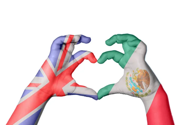 Reino Unido México Corazón Hacer Gestos Corazón Recortar Camino — Foto de Stock
