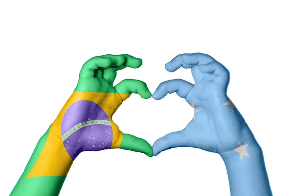 Brasilien Mikronesien Herz Handbewegung Die Herz Macht Clipping Path — Stockfoto