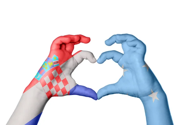 Chorwacjamikronezja Serce Ręczny Gest Serca Ścieżka Klipsowa — Zdjęcie stockowe