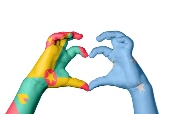 Grenada Micronesia Heart Hand Gesture Making Heart Clipping Path — Stock Photo, Image