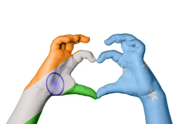 India Micronesia Heart Hand Gesture Making Heart Clipping Path — Stock Photo, Image