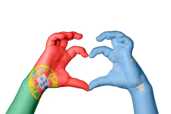 Portugal Micronesia Heart Hand Gesture Making Heart Clipping Path — Stock Photo, Image