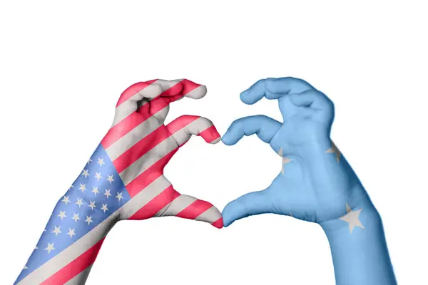 United States Micronesia Heart Hand Gesture Making Heart Clipping Path — Stock fotografie
