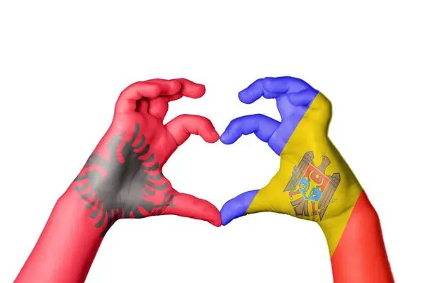 Albanien Moldawien Herz Handbewegung Die Herz Macht Clipping Path — Stockfoto